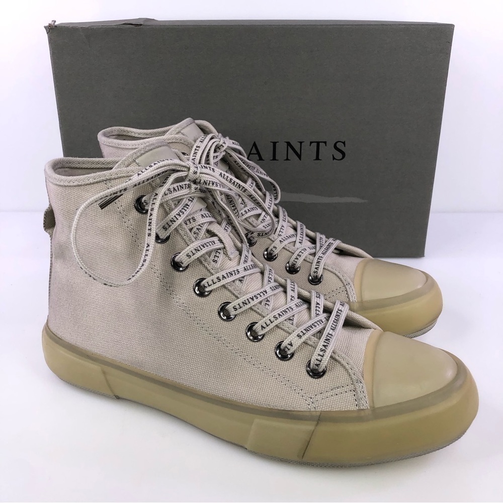 ALLSAINTS Men's Jaxon High Top Canvas Sneaker- Chalk White Size 9